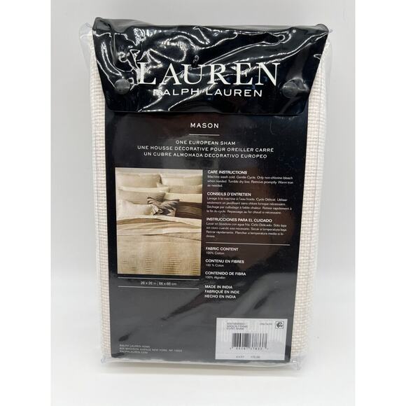 Ralph Lauren Home Mason Frame European Woven Euro Pillow Sham Cream Cotton - Picture 10 of 10